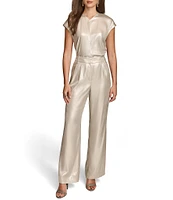 Donna Karan Pearl Foil Pleated Wide Leg Pants