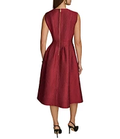 Donna Karan Pebble Jacquard Crew Neck Sleeveless A-Line Dress