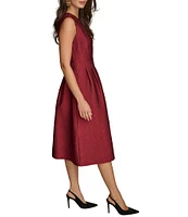 Donna Karan Pebble Jacquard Crew Neck Sleeveless A-Line Dress