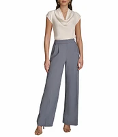 Donna Karan Pleated High Rise Wide Leg Pant