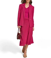 Donna Karan Plisse Notch Lapel Neck Long Sleeve Wrap Jacket