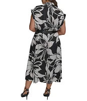 Donna Karan Plus Size Belted Midi Dress