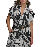 Donna Karan Plus Size Belted Midi Dress