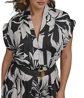 Donna Karan Plus Size Belted Midi Dress