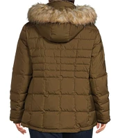 Donna Karan Plus Size Faux Fur Hooded Puffer Coat