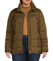 Donna Karan Plus Size Faux Fur Hooded Puffer Coat