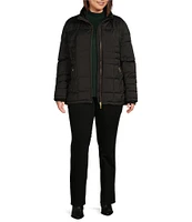 Donna Karan Plus Size Faux Fur Hooded Puffer Coat