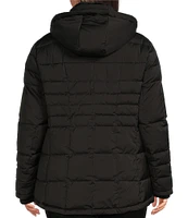 Donna Karan Plus Size Faux Fur Hooded Puffer Coat