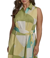 Donna Karan Plus Size Geometric Print Midi Dress