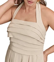 Donna Karan Plus Size Halter Neck A-Line Midi Dress