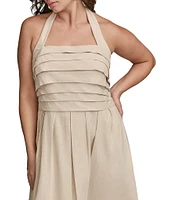 Donna Karan Plus Size Halter Neck A-Line Midi Dress