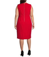 Donna Karan Plus Size Sleeveless Crew Neck Sheath Dress