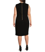 Donna Karan Plus Size Sleeveless Crew Neck Sheath Dress