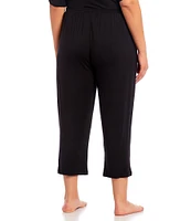 Donna Karan Plus Size Solid Basic Jersey Knit Drawstring Coordinating Cropped Sleep Pants