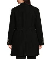 Donna Karan Plus Size Wool Blend Envelope Collar Belted Wrap Coat