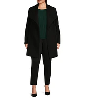 Donna Karan Plus Size Wool Blend Envelope Collar Belted Wrap Coat