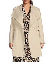 Donna Karan Plus Size Wool Blend Envelope Collar Belted Wrap Coat