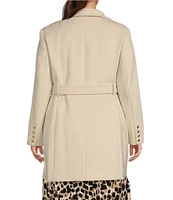 Donna Karan Plus Size Wool Blend Envelope Collar Belted Wrap Coat