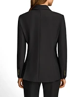 Donna Karan Ponte Double Breasted Flap Pocket Notch Lapel Blazer