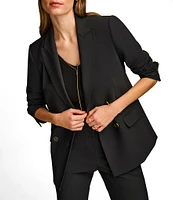 Donna Karan Ponte Double Breasted Flap Pocket Notch Lapel Blazer