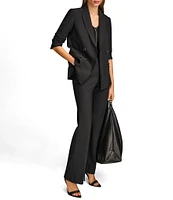 Donna Karan Ponte Double Breasted Flap Pocket Notch Lapel Blazer