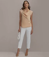 Donna Karan Ponte Pleated Slim Leg Faux Pocket Pants