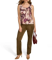 Donna Karan Printed Charmeuse Scoop Neck Cami Top