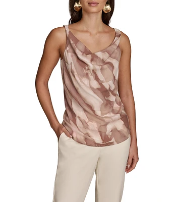 Donna Karan Printed Cowl Neck Strappy Cami