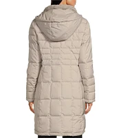 Donna Karan Quilted Puffer Faux Fur Hooded Zip Front Walker Coat