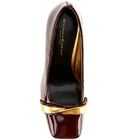 Donna Karan Sabina Patent Leather Square Toe Pumps