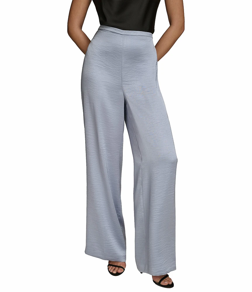 Donna Karan Satin High-Rise Wide Leg Pant