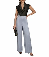 Donna Karan Satin High-Rise Wide Leg Pant