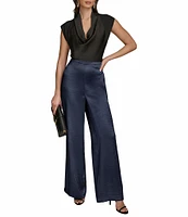 Donna Karan Satin High-Rise Wide Leg Pant