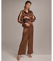 Donna Karan Satin Wide Leg Pants