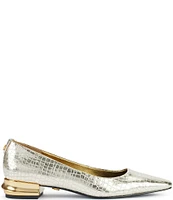 Donna Karan Savita Crocodile Embossed Metallic Patent Pumps