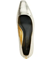 Donna Karan Savita Crocodile Embossed Metallic Patent Pumps