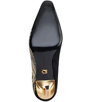 Donna Karan Savita High Suede Embroidered Peacock Pumps