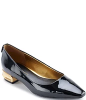 Donna Karan Savita Patent Leather Block Heel Pumps