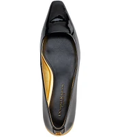 Donna Karan Savita Patent Leather Block Heel Pumps