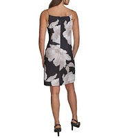 Donna Karan Scuba Boat Neck Sleeveless Floral Sheath Dress