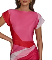 Donna Karan Scuba Boatneck Cap Sleeve Midi Sheath Dress