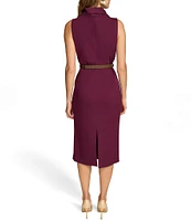 Donna Karan Scuba Cowl Neck Sleeveless Belted Shift Dress