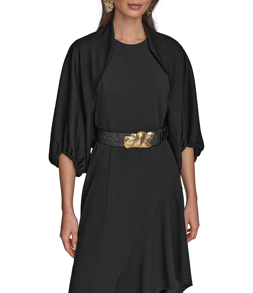Donna Karan Scuba Open Front 3/4 Sleeve Shrug