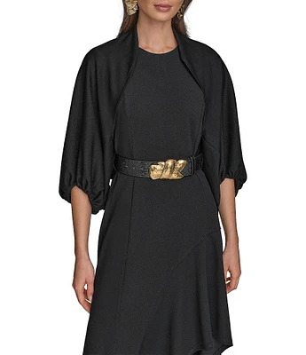 Donna Karan Scuba Open Front 3/4 Sleeve Shrug