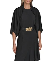 Donna Karan Scuba Open Front 3/4 Sleeve Shrug