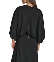 Donna Karan Scuba Open Front 3/4 Sleeve Shrug