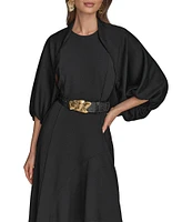 Donna Karan Scuba Open Front 3/4 Sleeve Shrug