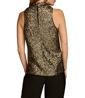 Donna Karan Sequin High Cowl Neck Sleeveless Top