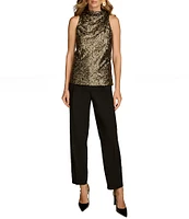 Donna Karan Sequin High Cowl Neck Sleeveless Top