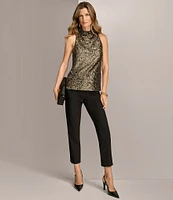 Donna Karan Sequin High Cowl Neck Sleeveless Top